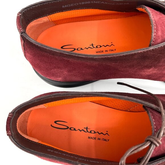 Santoni Men's Desert Boots US 9.5 Suede Burgandy New In Box - Picture 9 of 16